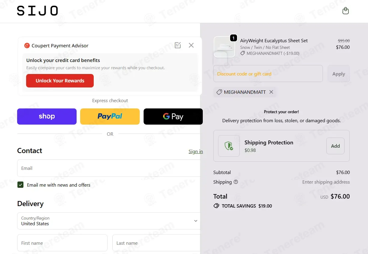 Sijo Home coupon code: 20% off with MEGHANANDMATT. Tested and valid as 1 week ago.