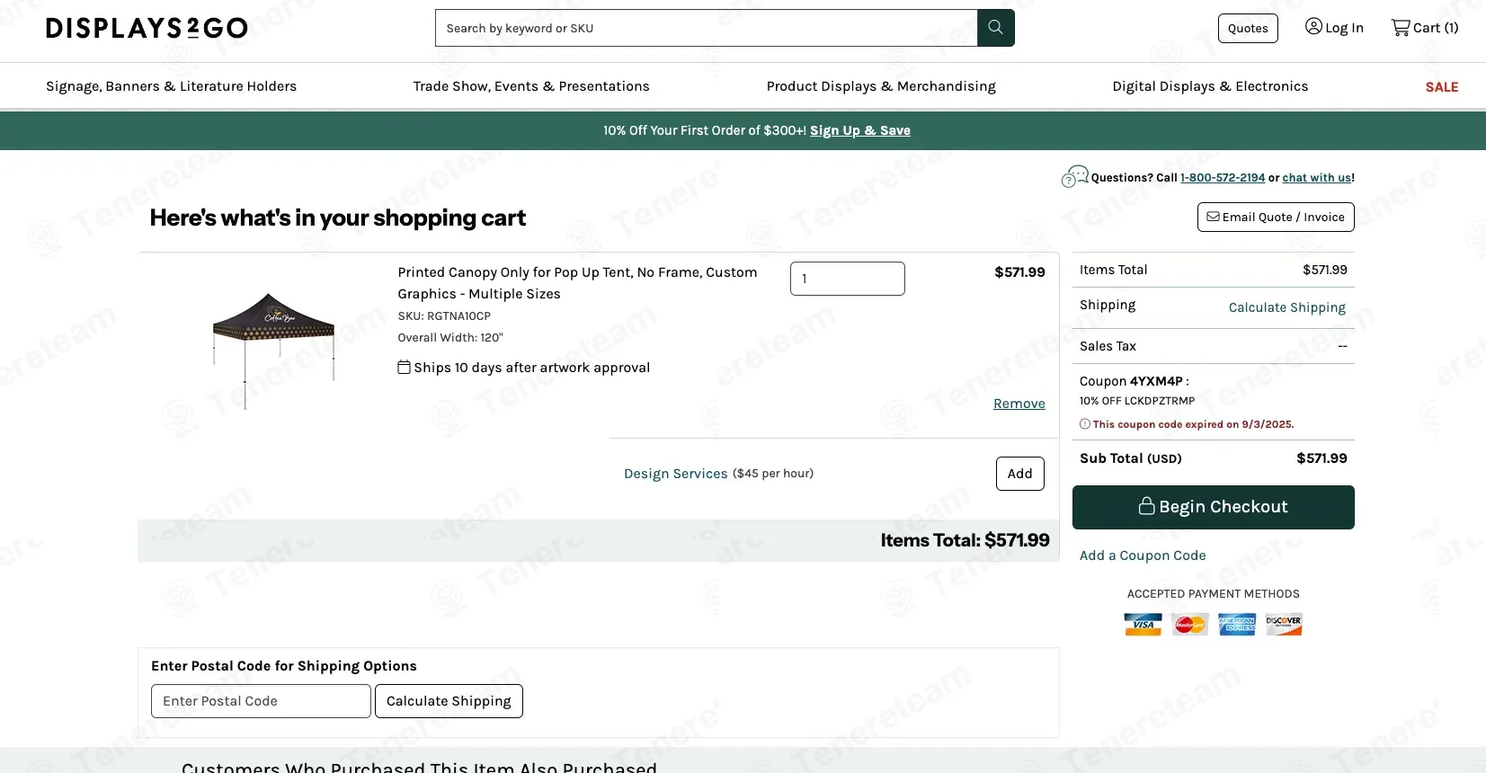 Displays2Go coupon code: 10% off with 4YXM4P. Tested and valid as 4 months ago.