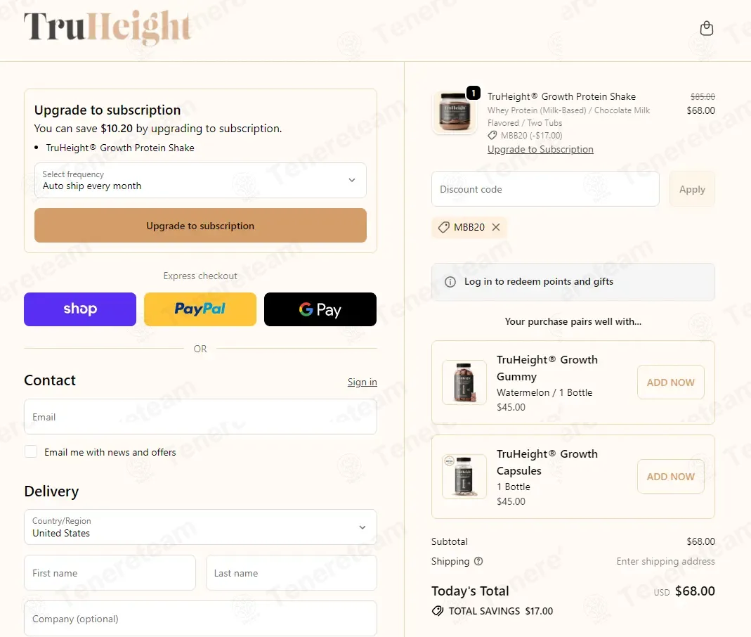 TruHeight Vitamins coupon code: 20% off with MBB20. Tested and valid as 2 weeks ago.