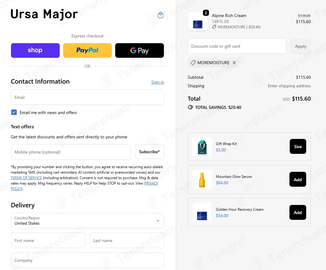 Ursa Major apply coupon code