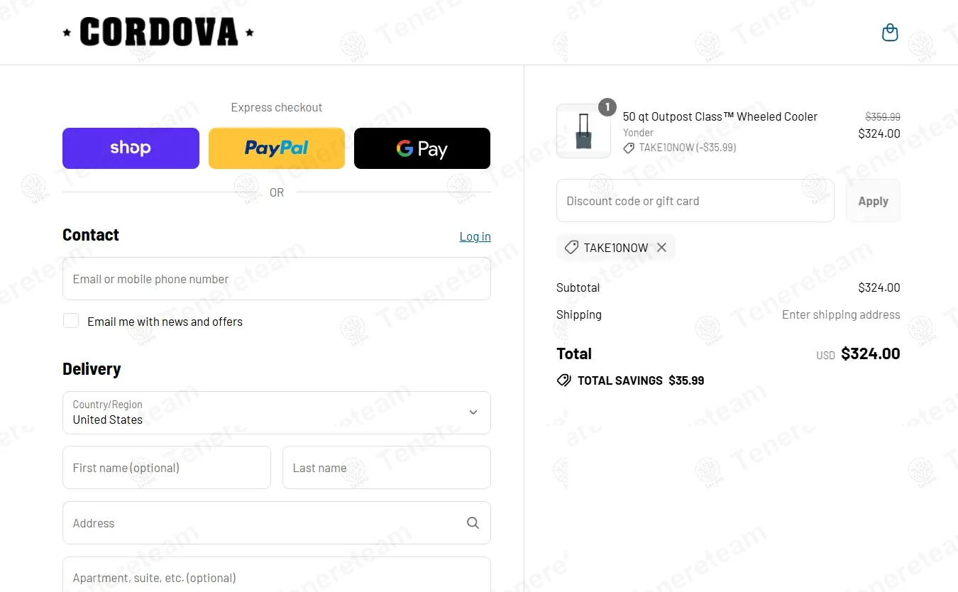 Cordova Outdoors coupon code: 10% off with TAKE10NOW. Tested and valid as 9 months ago.