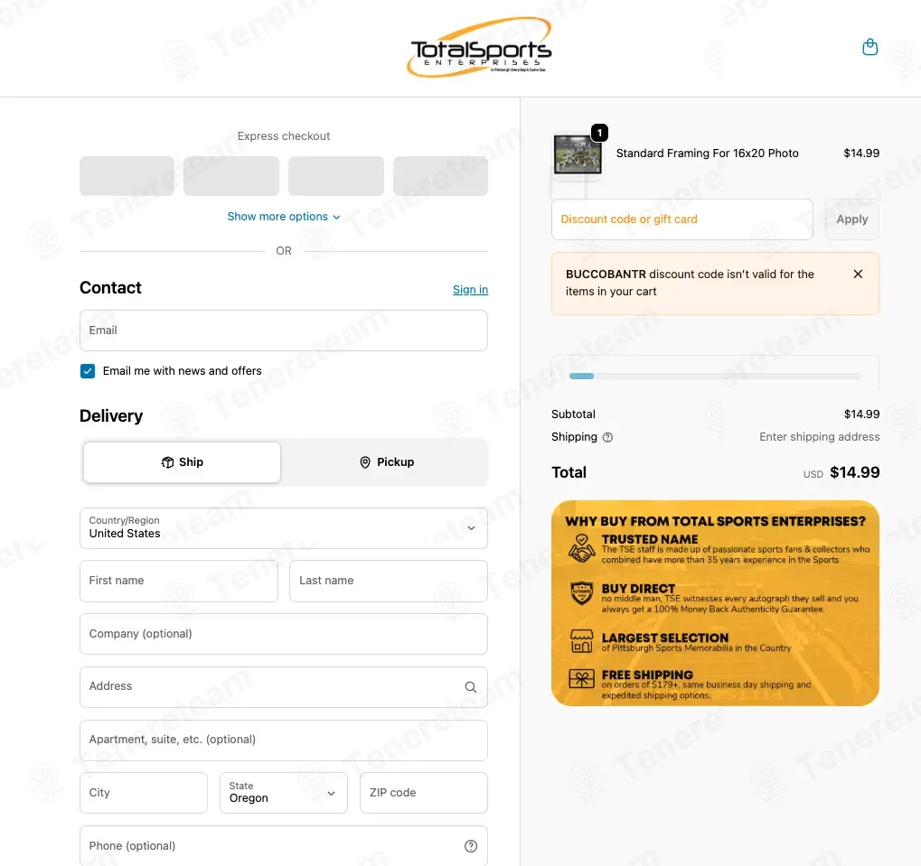 Total Sports Enterprises coupon code: $10 off with BUCCOBANTR. Tested and valid as 1 month ago.