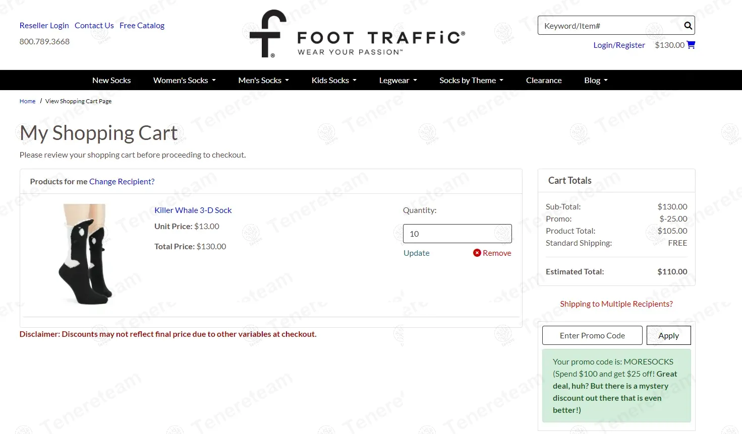 Foot Traffic coupon code: $25 off with MORESOCKS. Tested and valid as 9 months ago.