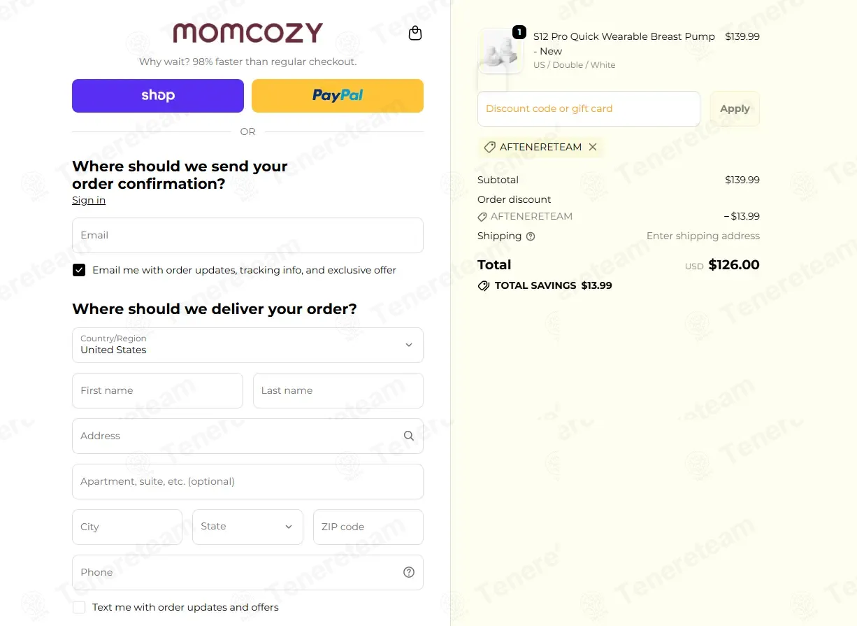 Momcozy coupon code: 10% off with afTENERETEAM. Tested and valid as 5 days ago.
