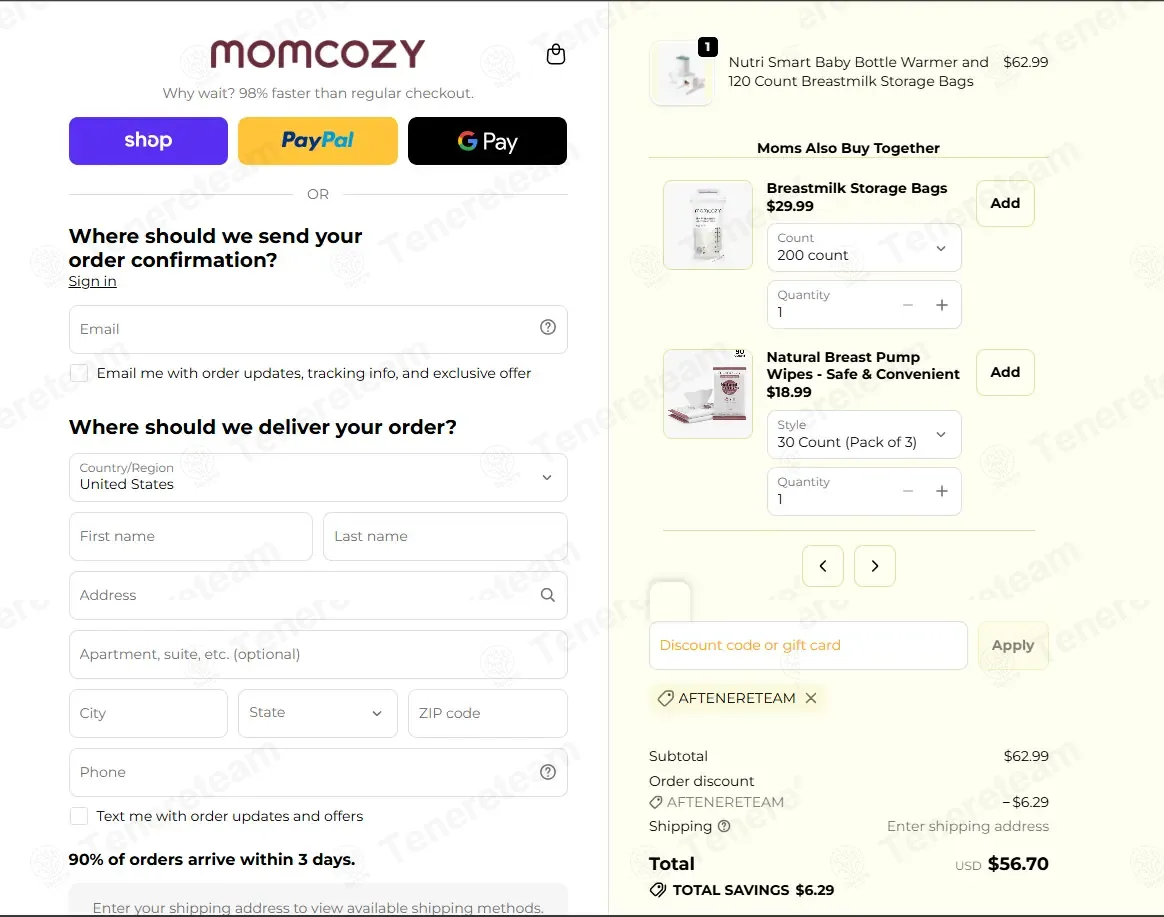 Momcozy coupon code: 10% off with afTENERETEAM. Tested and valid as 5 days ago.
