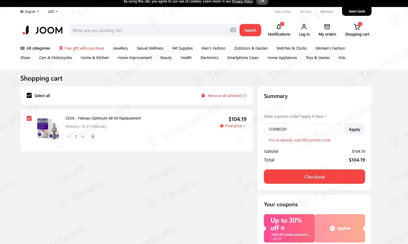 Joom coupon code: 30% off with COMBO30. Tested and valid as 2 months ago.