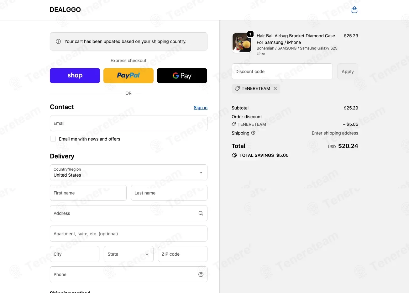 Dealggo coupon code: 20% off with TENERETEAM. Tested and valid as 3 weeks ago.