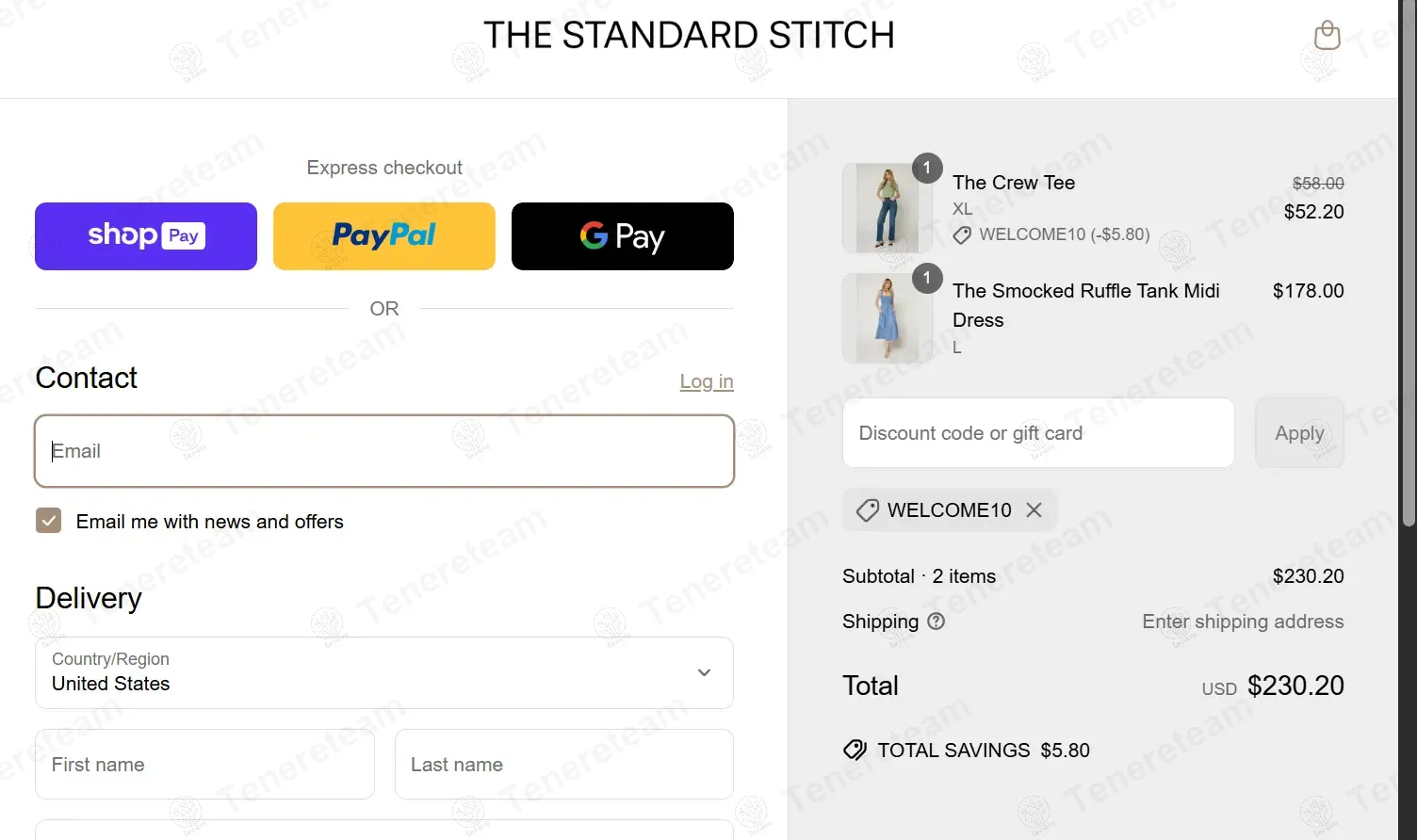 The Standard Stitch coupon code: 10% off with WELCOME10. Tested and valid as 1 year ago.