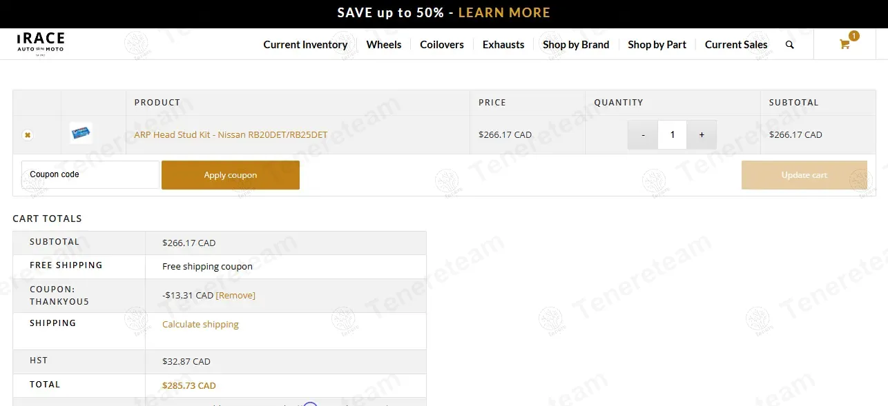 Irace Auto Sports coupon code: 5% off with THANKYOU5. Tested and valid as 1 year ago.