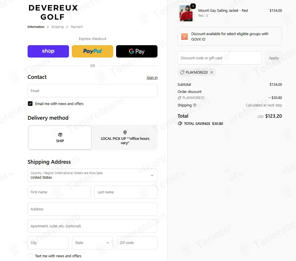 Devereux Golf coupon code: 20% off with PLAYMORE20. Tested and valid as 2 days ago.