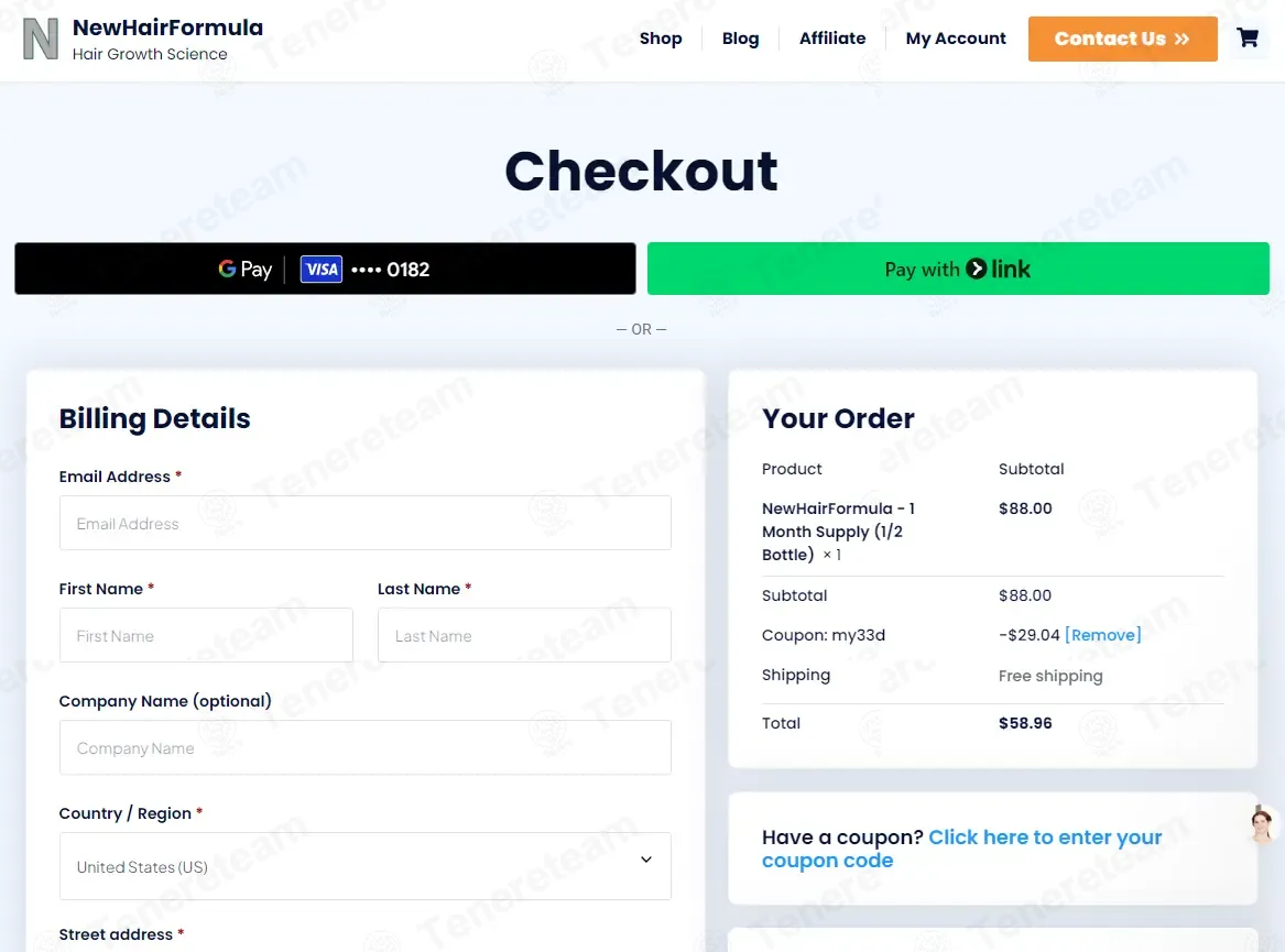 New Hair Formula coupon code: 33% off with my33d. Tested and valid as 1 month ago.
