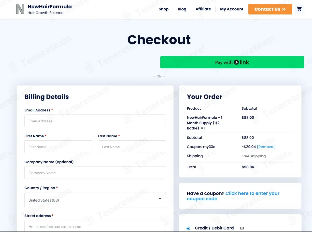 New Hair Formula coupon code: 33% off with my33d. Tested and valid as 1 month ago.
