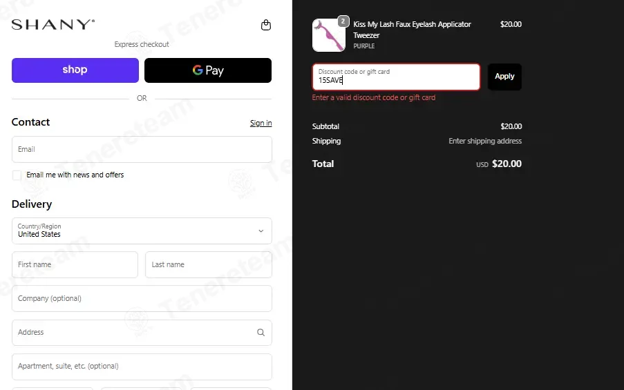 Shany Cosmetics coupon code: 15% off with 15SAVE. Tested and valid as 2 months ago.