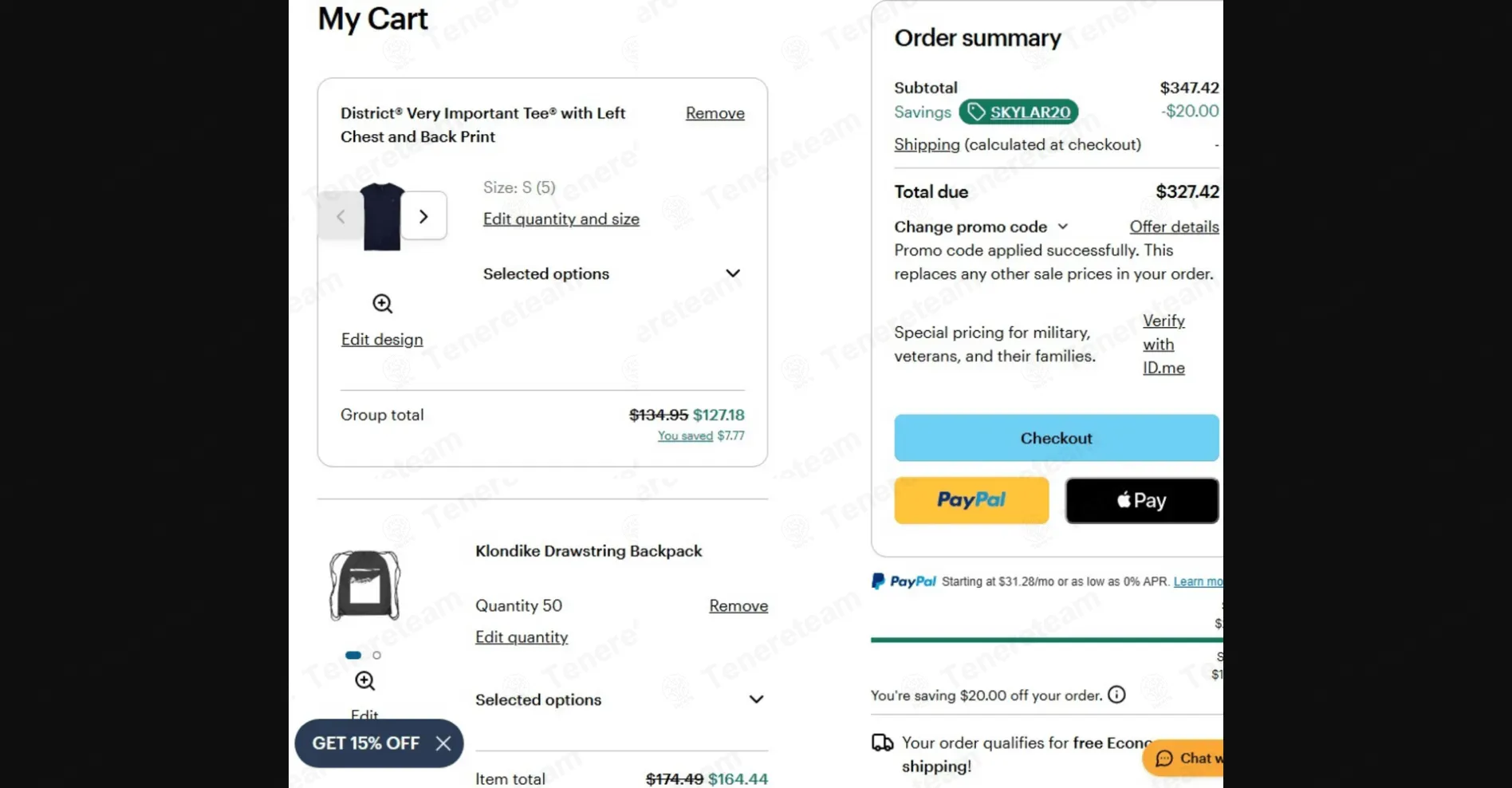 Vistaprint coupon code: Sale off with SKYLAR20. Tested and valid as 2 weeks ago.