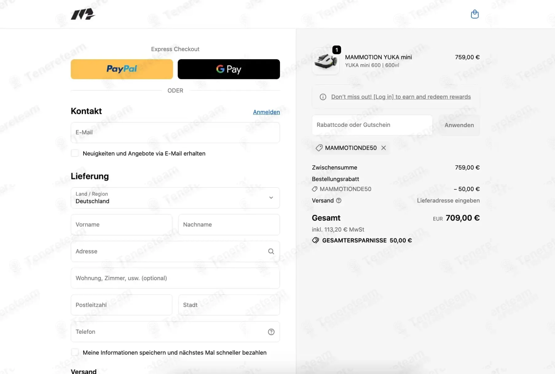 Mammotion DE coupon code: €50 off with MAMMOTIONDE50. Tested and valid as 2 weeks ago.