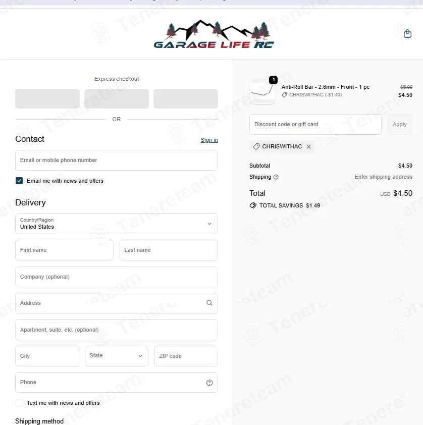 Garage Life RC coupon code: 20% off with CHRISWITHAC. Tested and valid as 5 months ago.