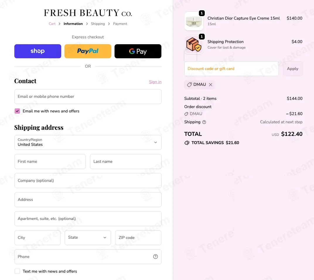 Fresh Beauty Co coupon code: 15% off with DMAU. Tested and valid as 3 months ago.