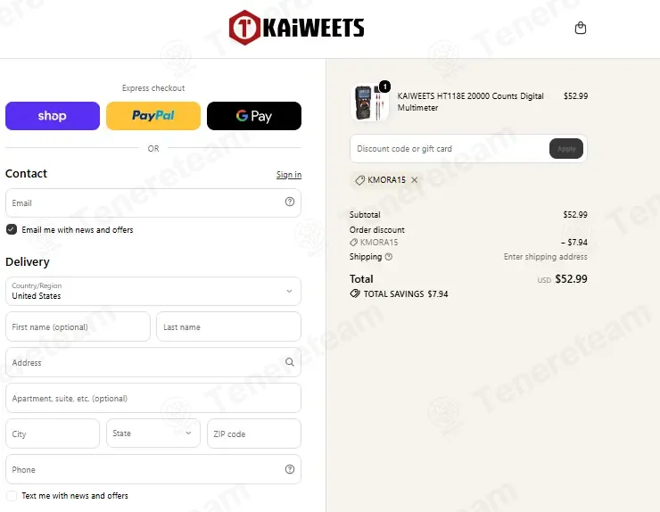 KAIWEETS coupon code: 15% off with KMORA15. Tested and valid as 1 day ago.