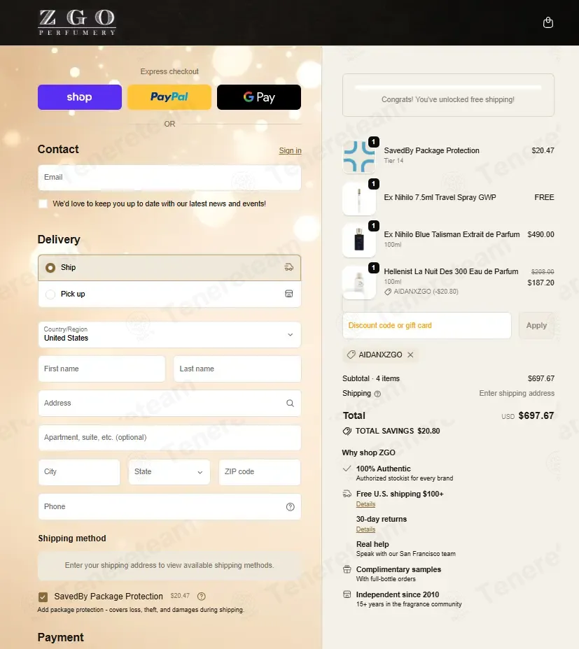 Zgo Perfumery coupon code: $20 off with AIDANXZGO. Tested and valid as 8 months ago.