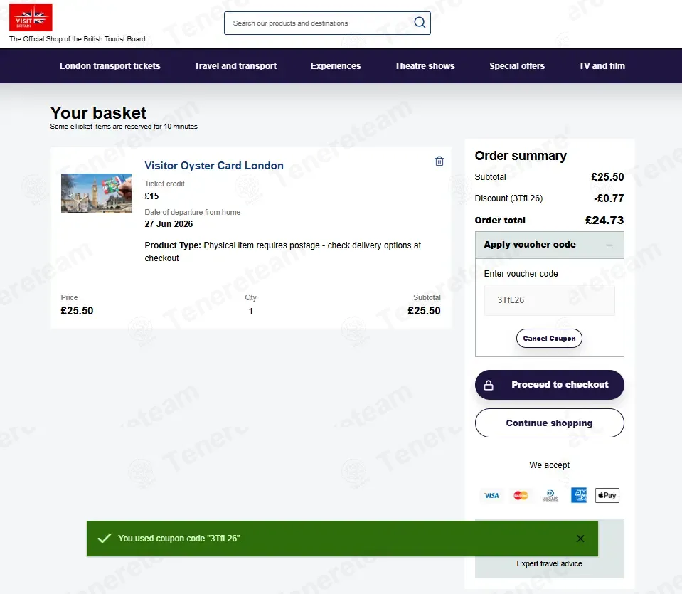 Visit Britain Shop coupon code: 3% off with 3TfL26. Tested and valid as 3 weeks ago.