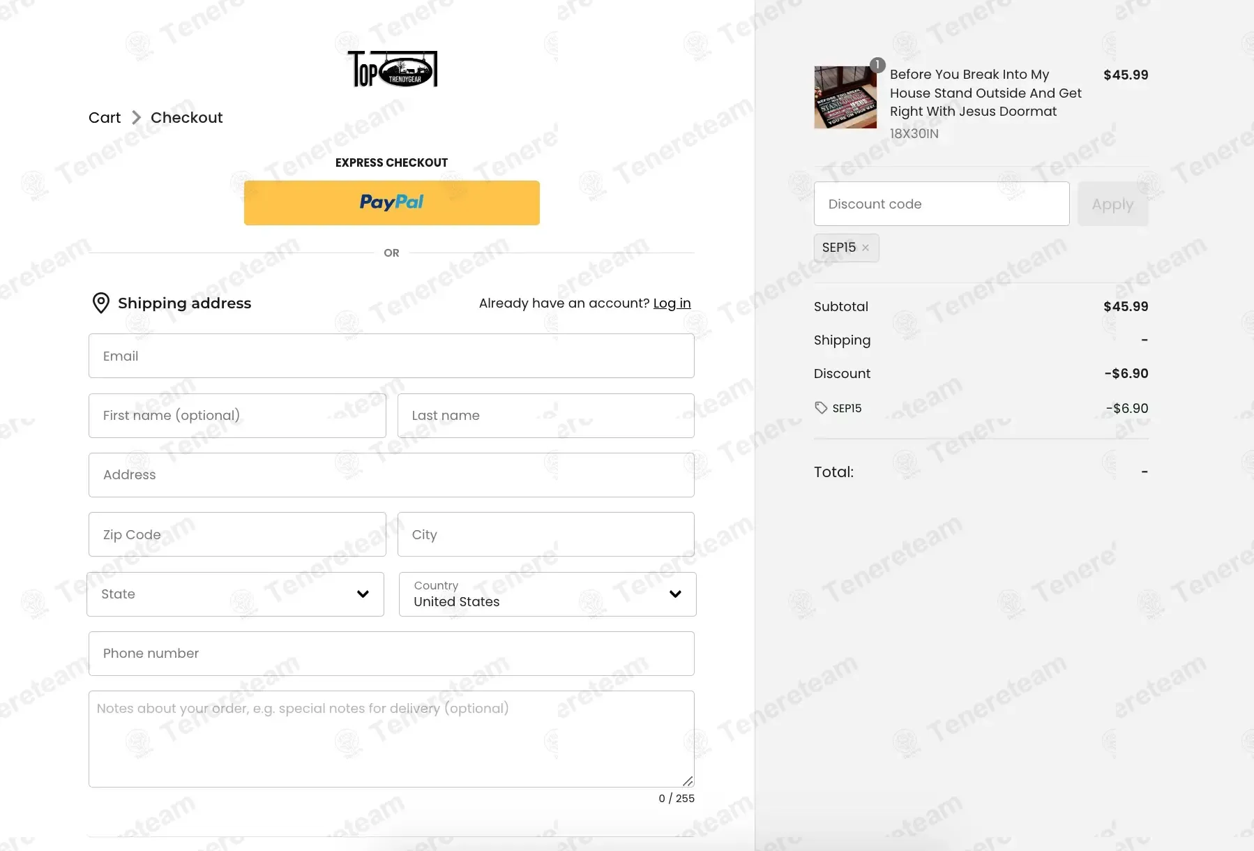 Toptrendygear coupon code: 15% off with Sep15. Tested and valid as 1 month ago.