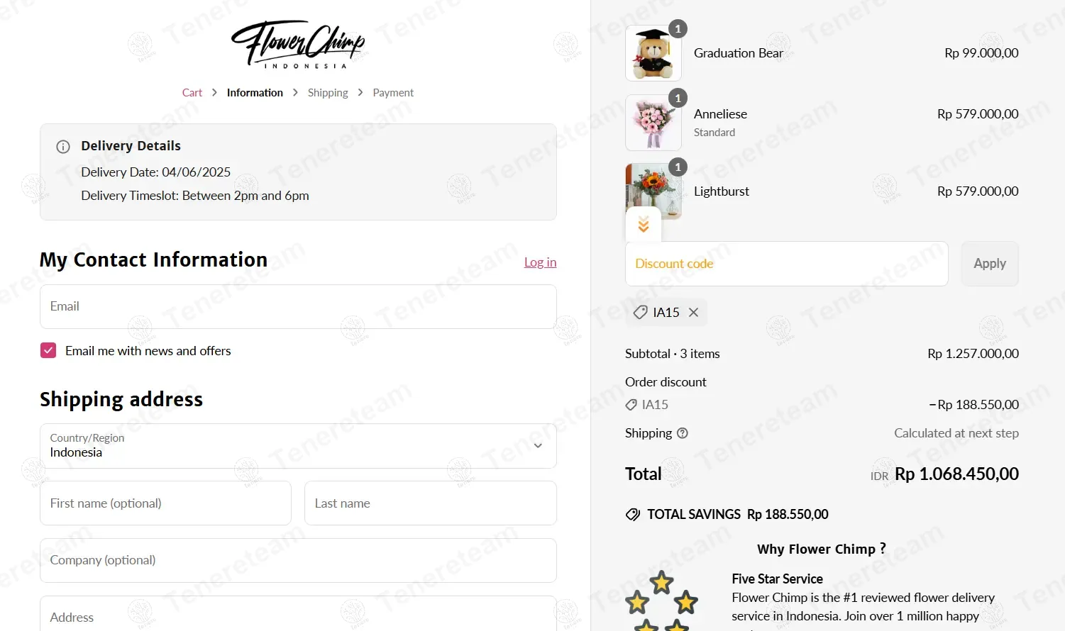 Flower Chimp ID coupon code: 15% off with IA15. Tested and valid as 1 year ago.