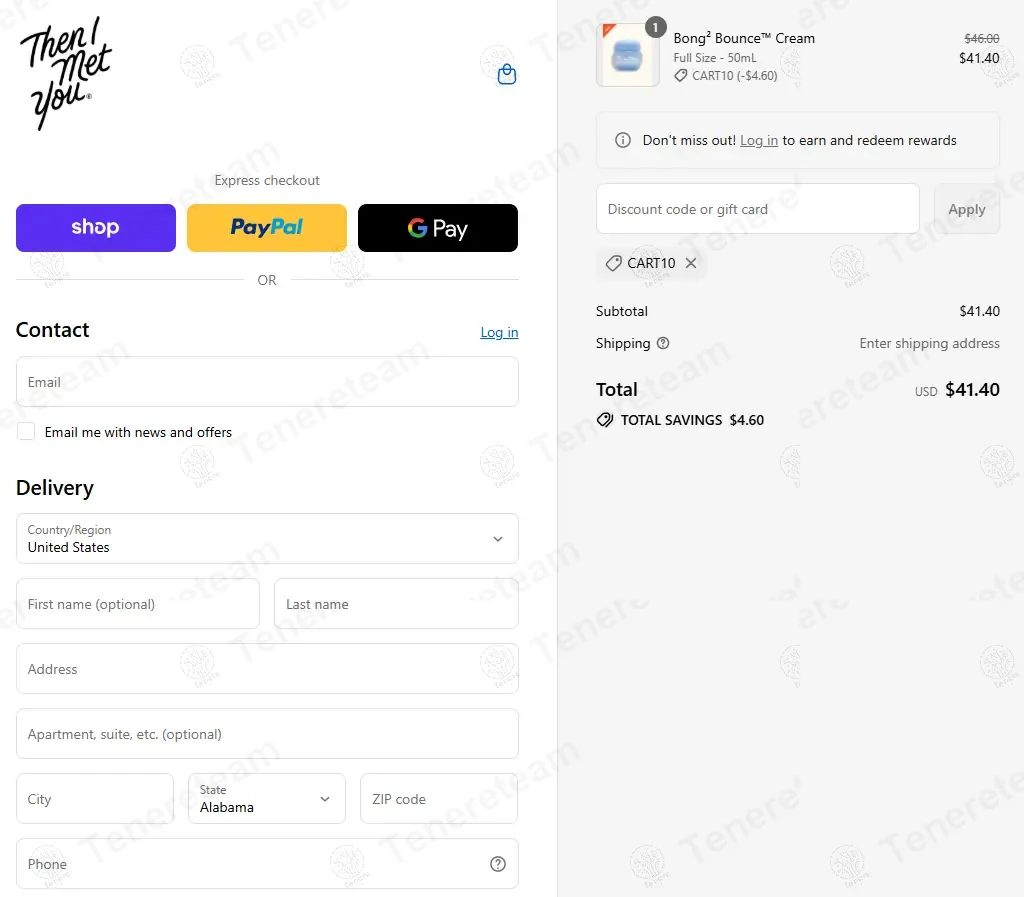 Then I Met You coupon code: 10% off with CART10. Tested and valid as 11 months ago.