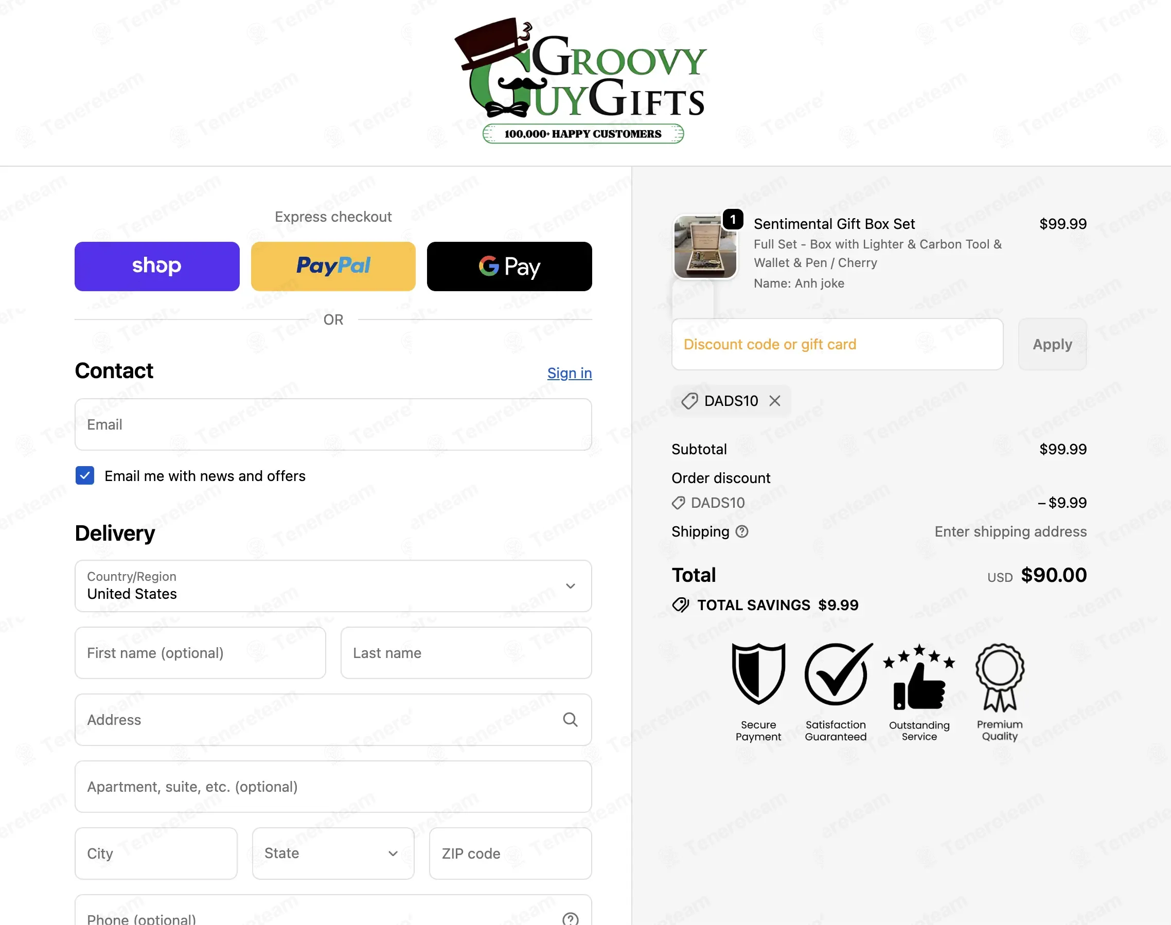 Groovy Guy Gifts coupon code: 10% off with DADS10. Tested and valid as 9 months ago.