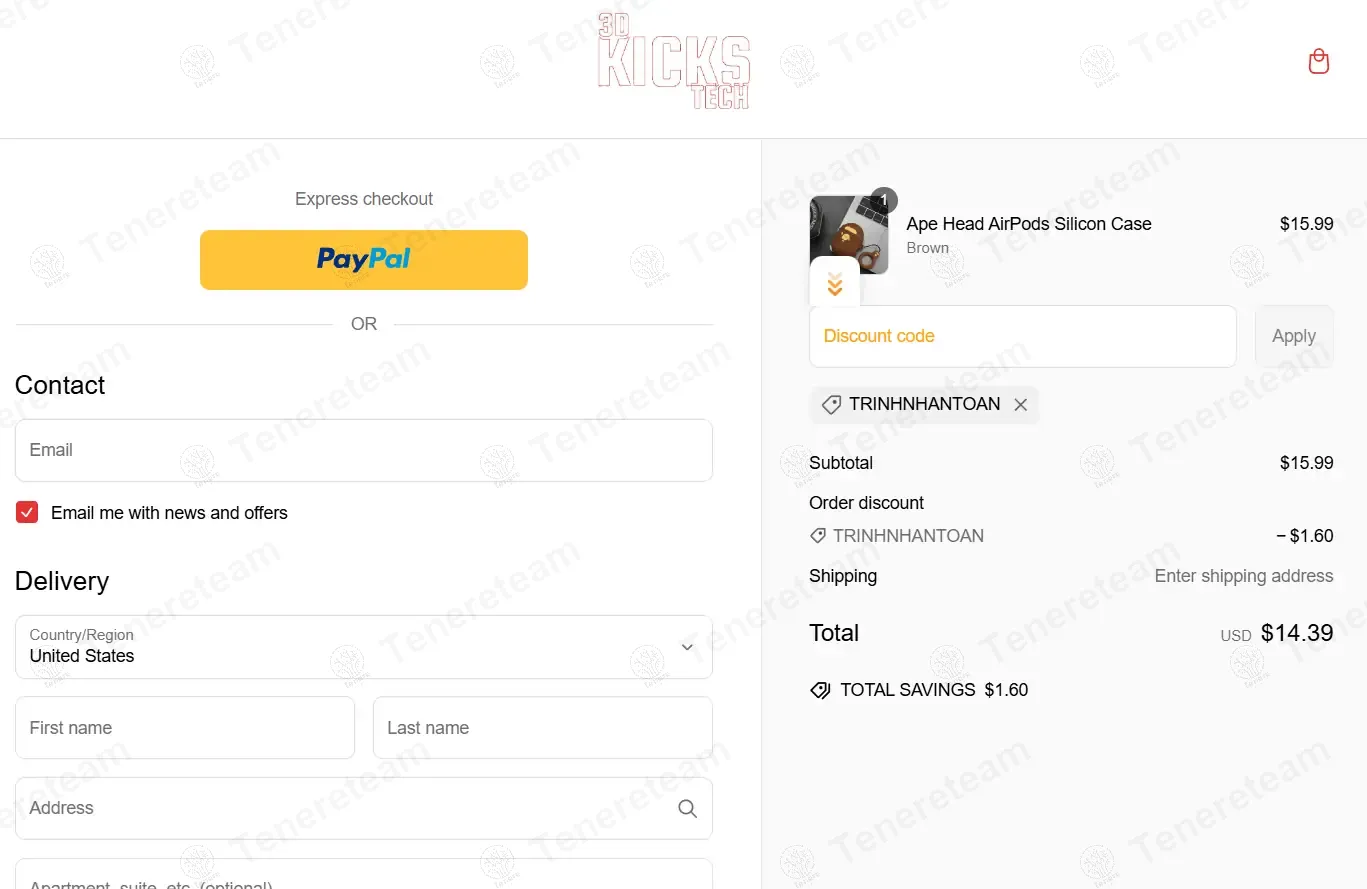 3D Kicks Tech coupon code: 10% off with TRINHNHANTOAN. Tested and valid as 1 year ago.