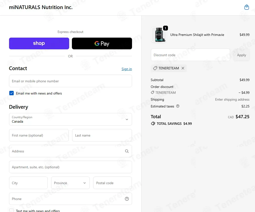 MINATURALS NUTRITION coupon code: 10% off with TENERETEAM. Tested and valid as 1 month ago.