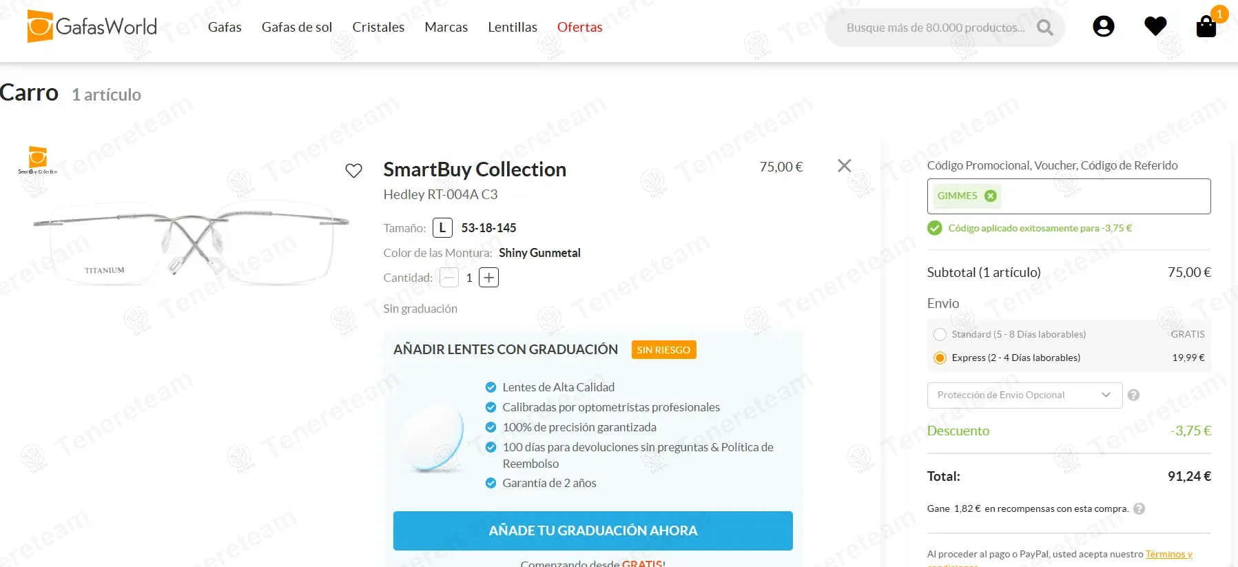 Gafasworld ES coupon code: 5% off with GIMME5. Tested and valid as 1 year ago.