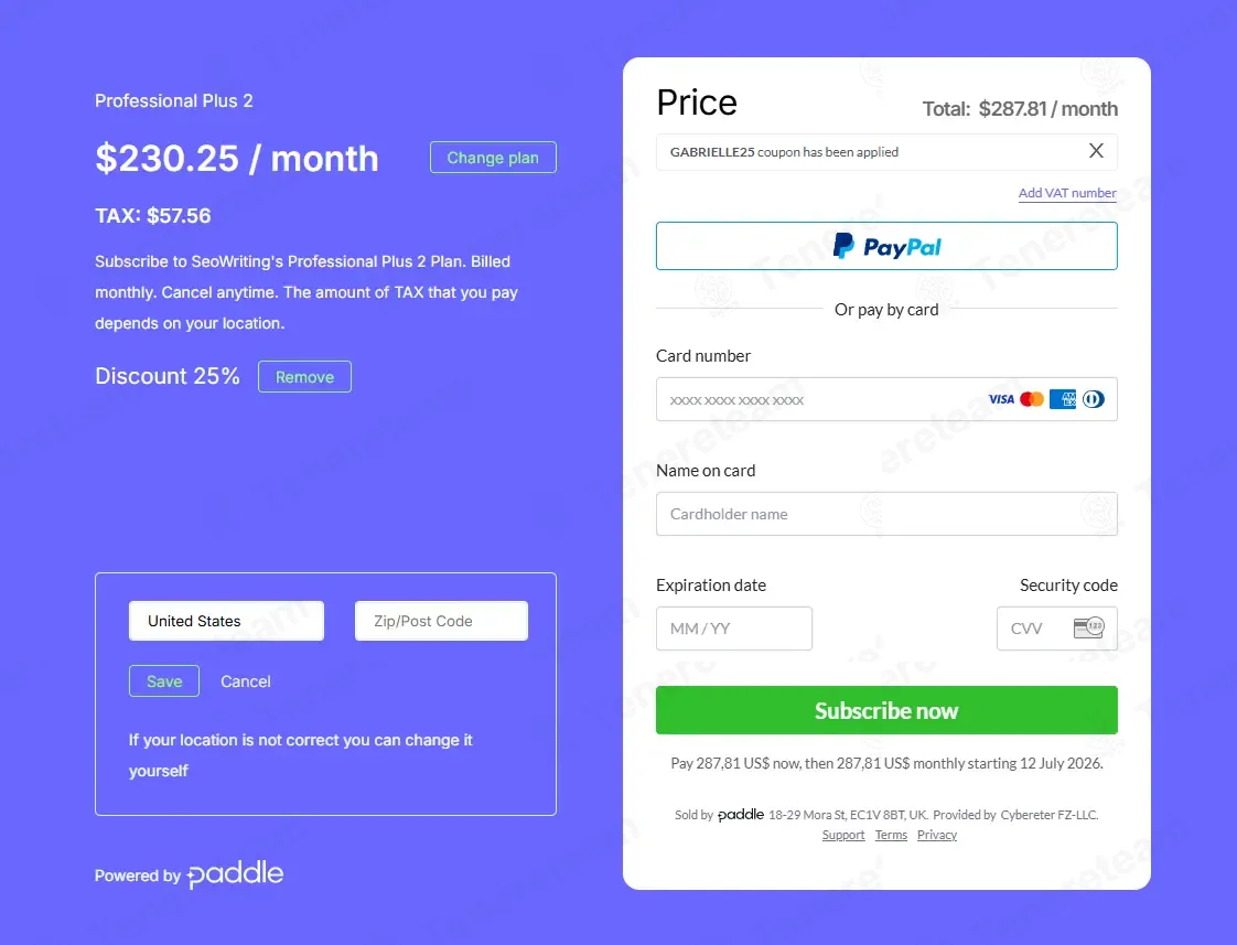 SEO Writing AI coupon code: 25% off with GABRIELLE25. Tested and valid as 1 month ago.