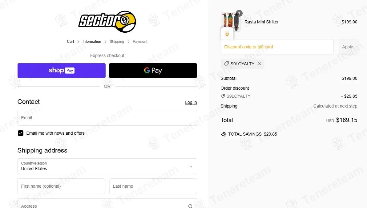Sector Nine Skateboards coupon code: 15% off with S9LOYALTY. Tested and valid as 1 year ago.
