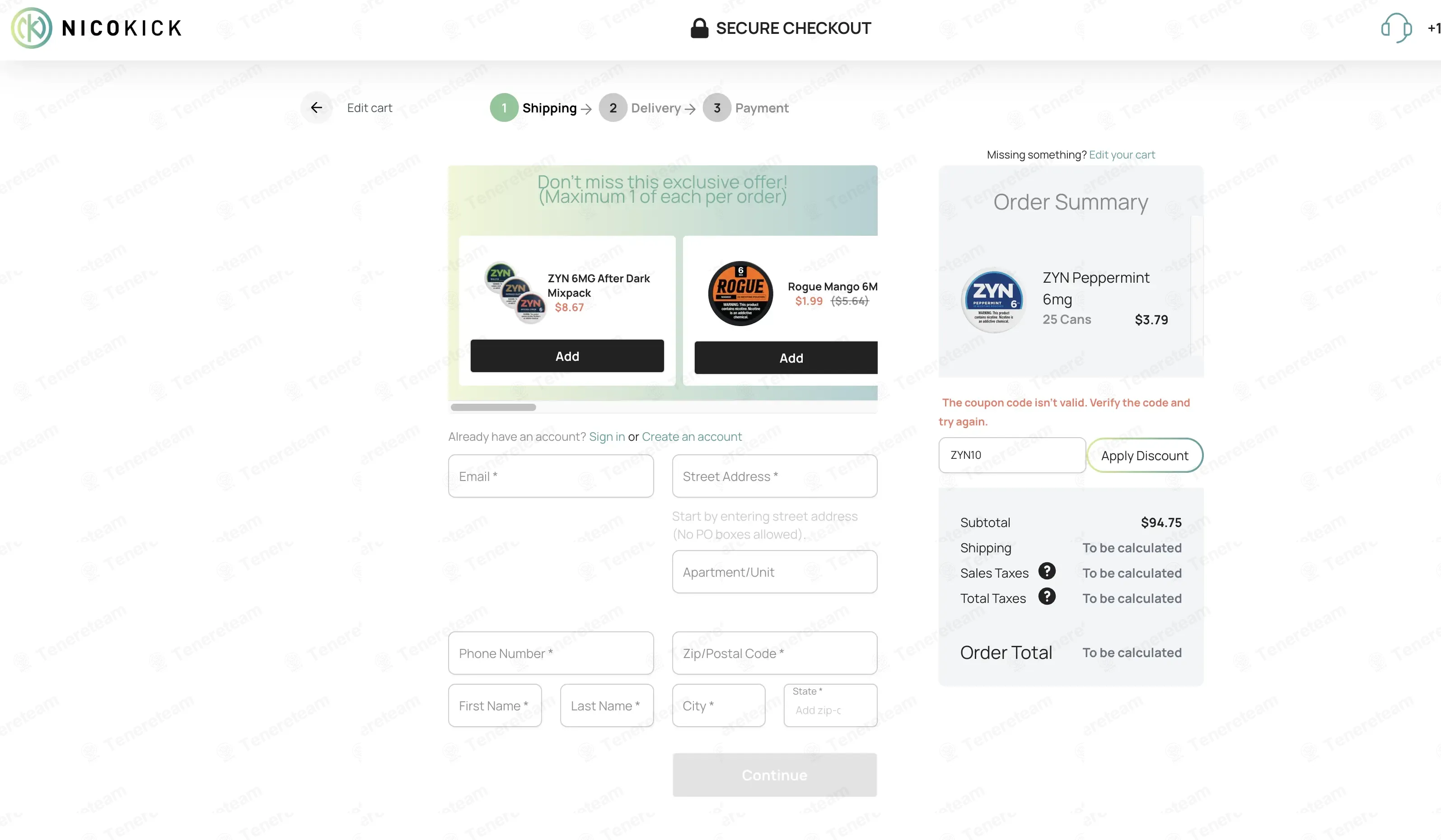 Nicokick coupon code: 10% off with ZYN10. Tested and valid as 3 weeks ago.
