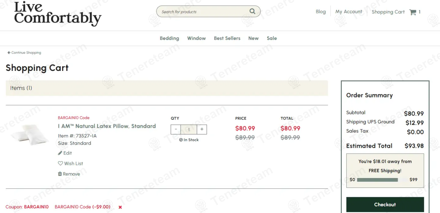 Live Comfortably coupon code: 10% off with BARGAIN10. Tested and valid as 1 year ago.