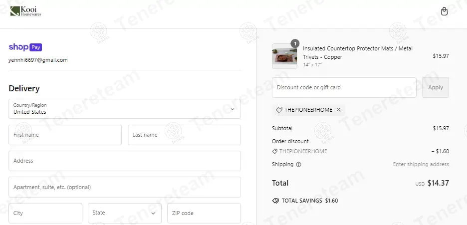 Kooi Housewares coupon code: 10% off with THEPIONEERHOME. Tested and valid as 1 year ago.
