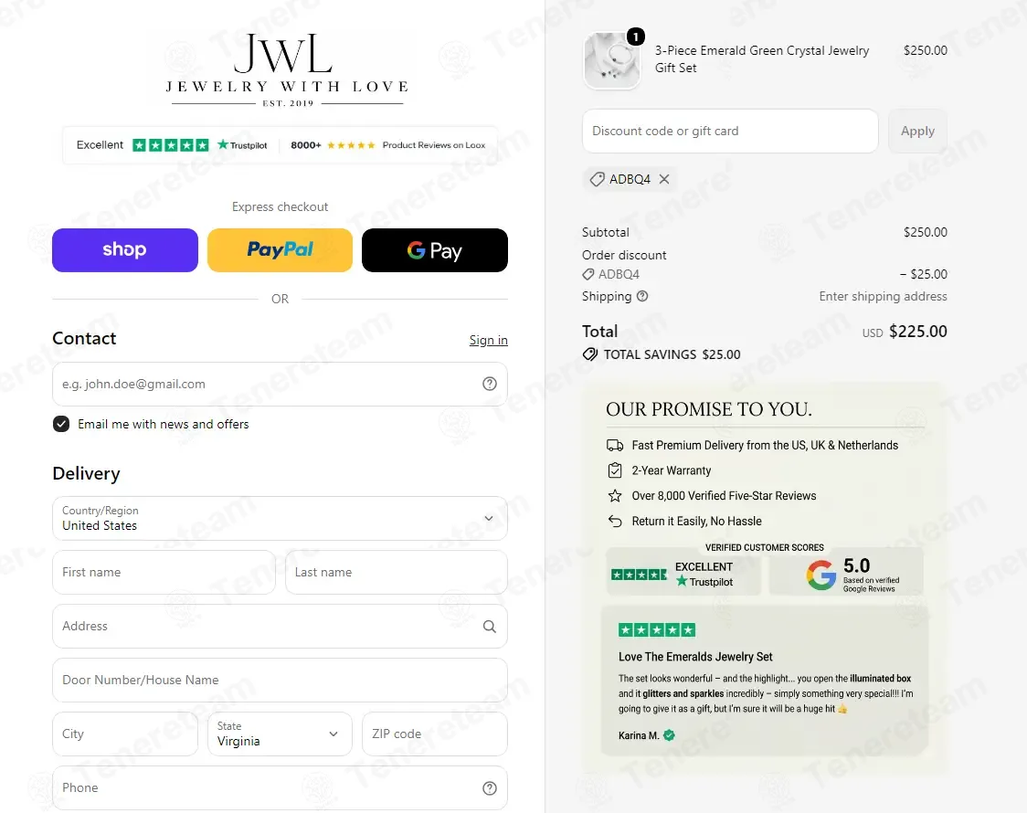 Jewellery with Love coupon code: 10% off with ADBQ4. Tested and valid as 1 month ago.