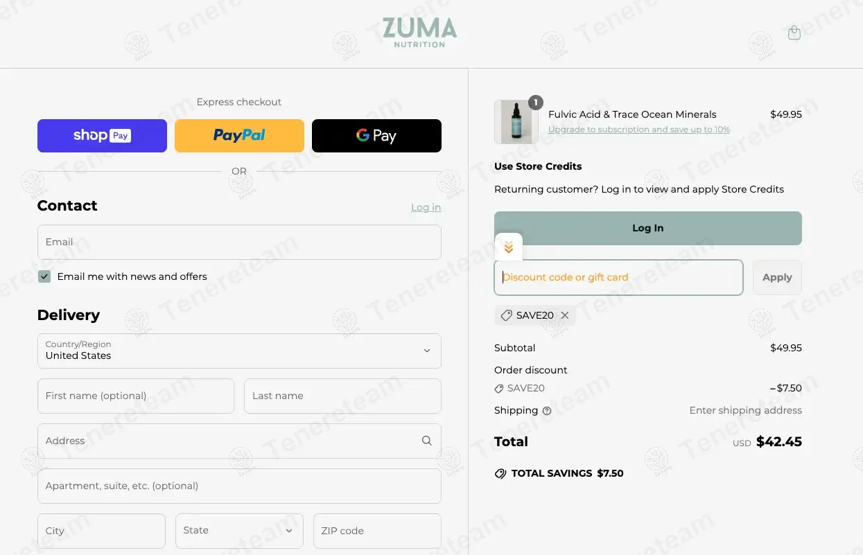 Zuma Nutrition apply coupon code