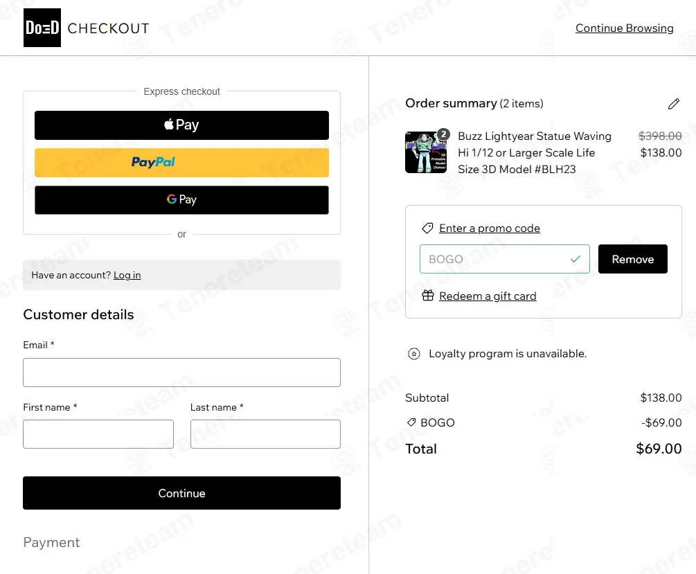 Do3D coupon code: 100% off with BOGO. Tested and valid as 2 months ago.