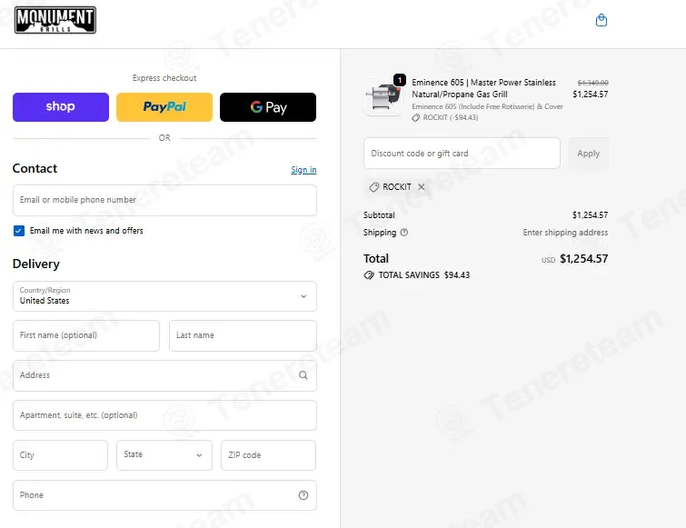 Monument Grills coupon code: 5% off with ROCKIT. Tested and valid as 3 weeks ago.