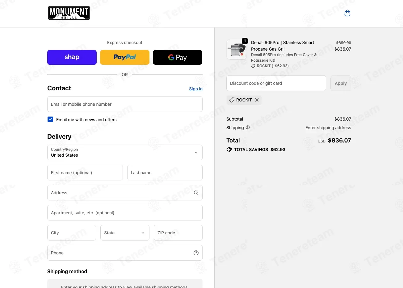 Monument Grills coupon code: 5% off with ROCKIT. Tested and valid as 3 weeks ago.