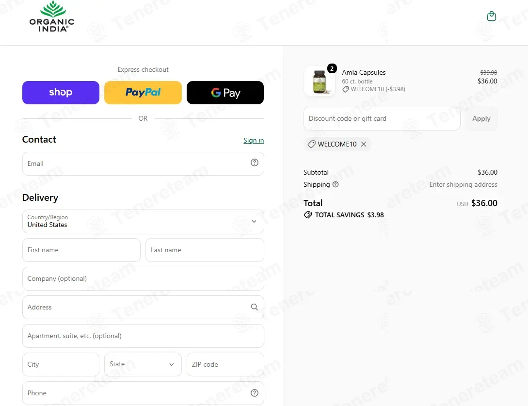 Organic India coupon code: 10% off with WELCOME10. Tested and valid as 1 week ago.