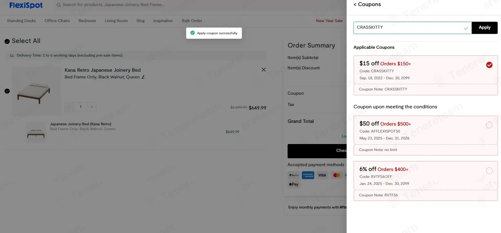 FlexiSpot coupon code: $15 off with CRASSKITTY. Tested and valid as 1 week ago.