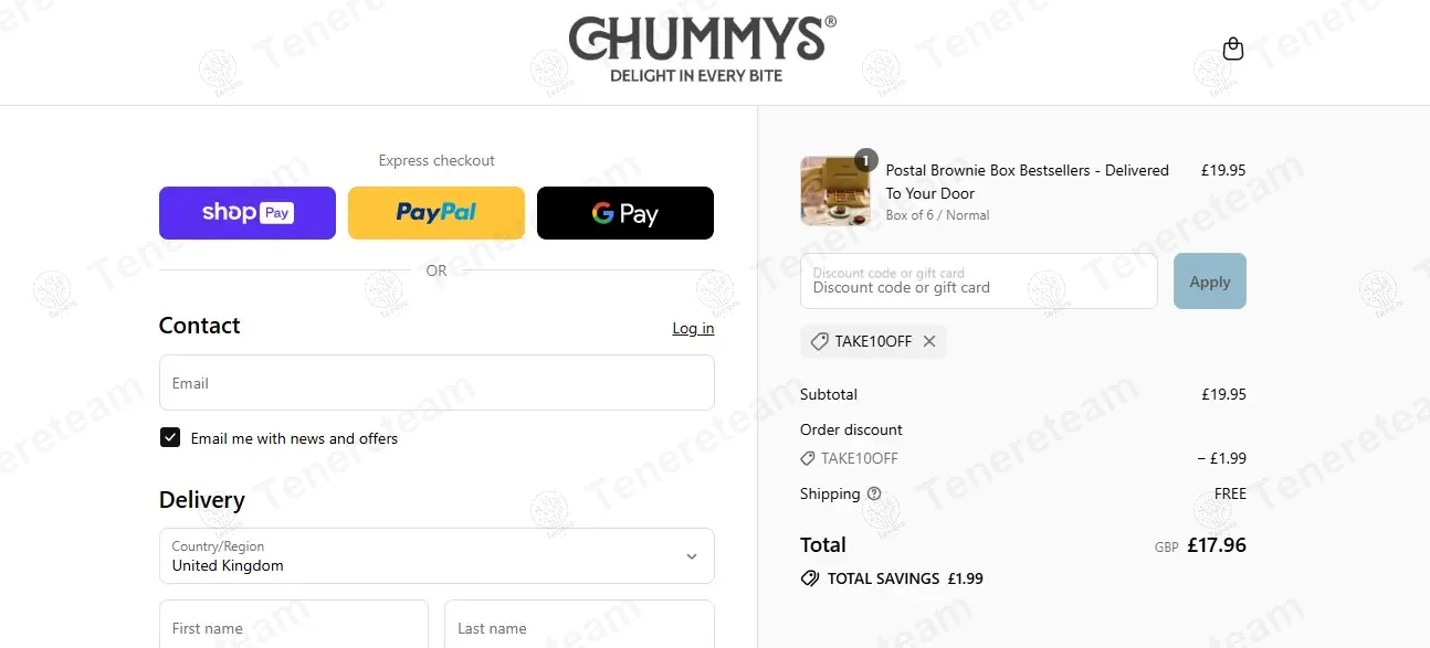 Chummys Bakery coupon code: 10% off with TAKE10OFF. Tested and valid as 11 months ago.