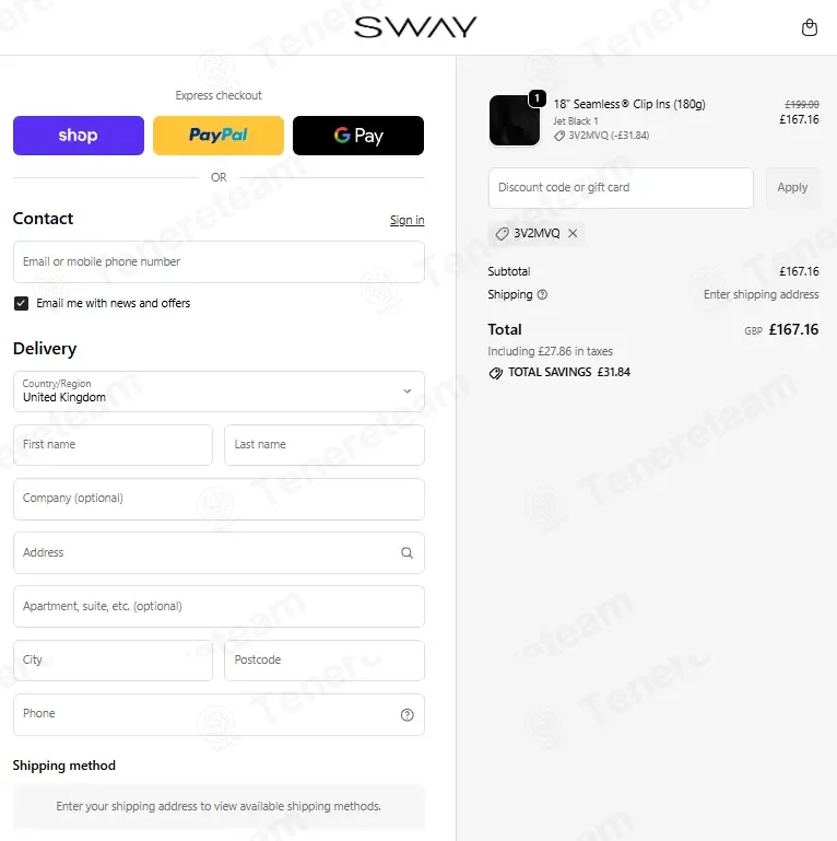SWAY Hair Extensions coupon code: 20% off with 3V2MVQ. Tested and valid as 1 week ago.