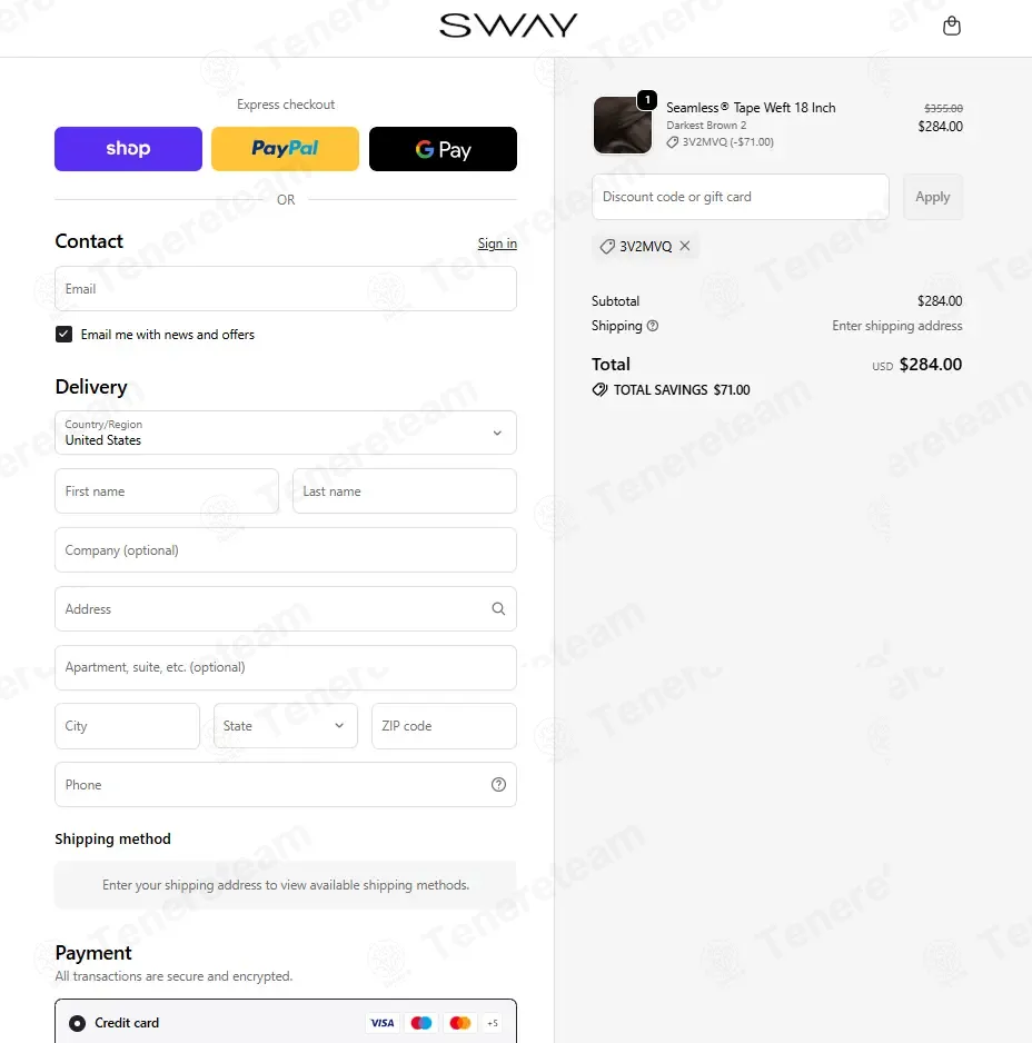 SWAY Hair Extensions coupon code: 20% off with 3V2MVQ. Tested and valid as 1 week ago.