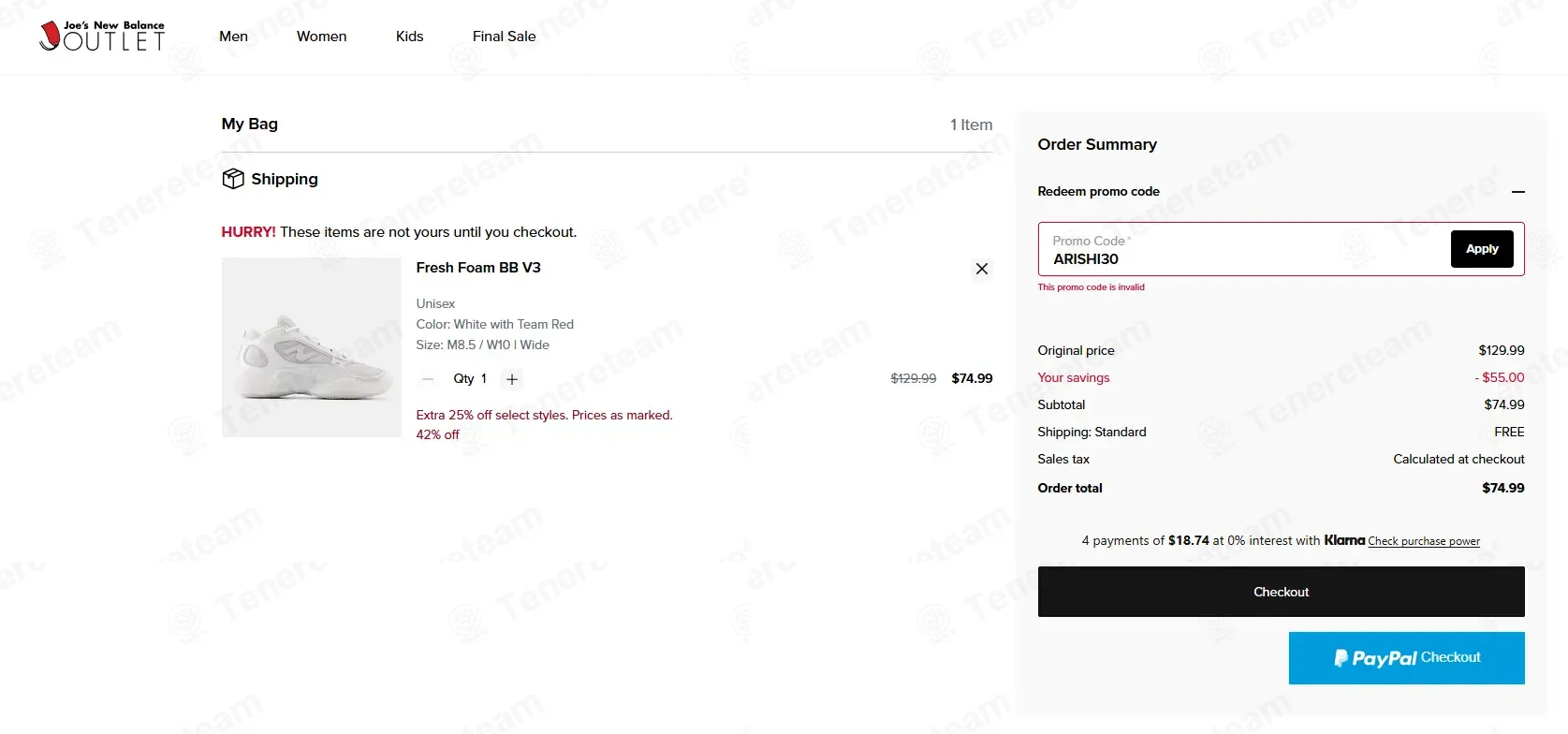 Joes New Balance Outlet coupon code: Sale off with ARISHI30. Tested and valid as 3 months ago.