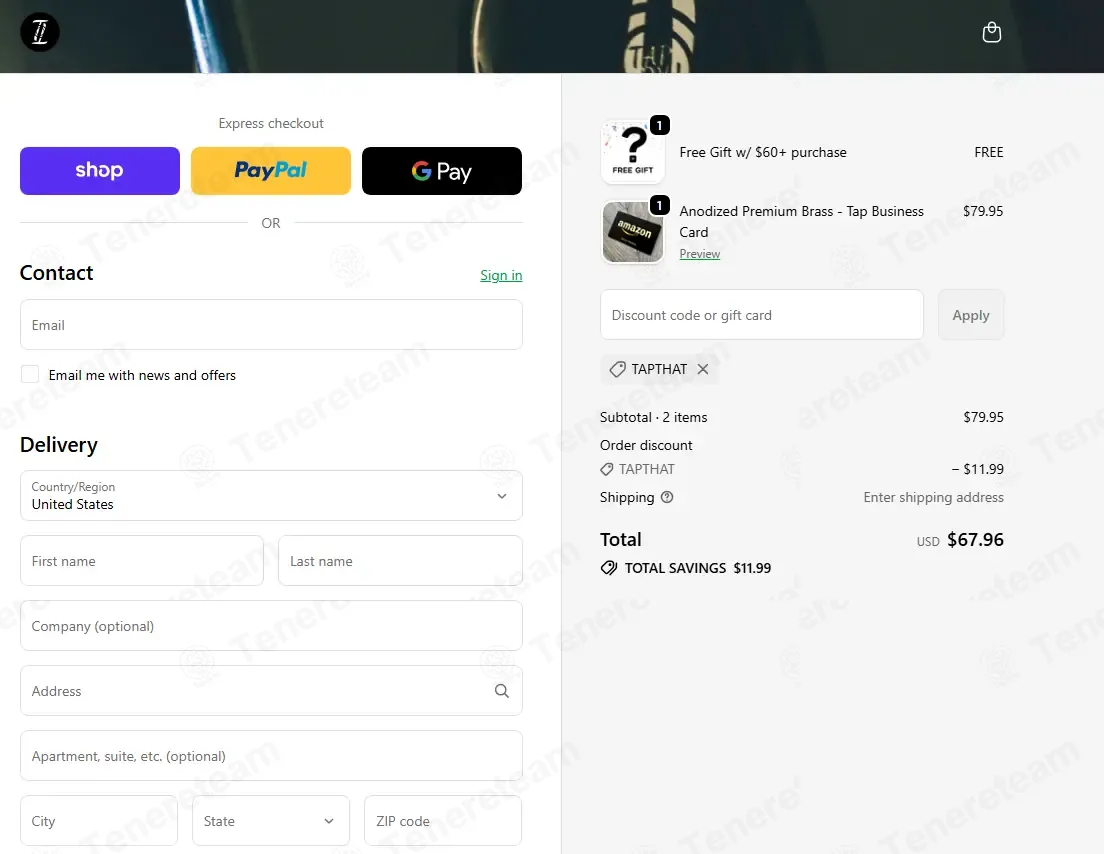 TapTag coupon code re-checked and confirmed working at checkout