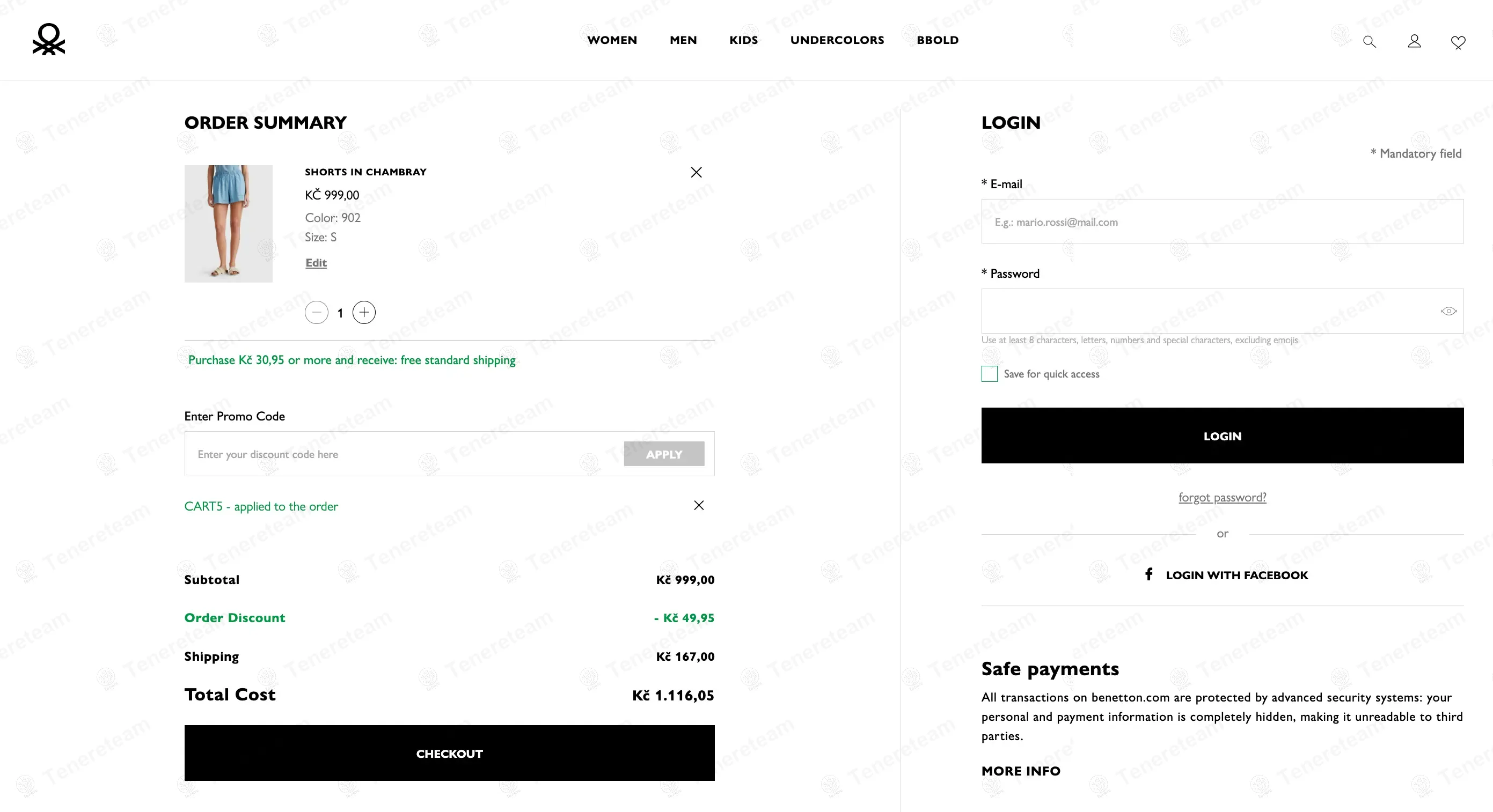 Benetton CZ coupon code: 5% off with CART5. Tested and valid as 1 year ago.