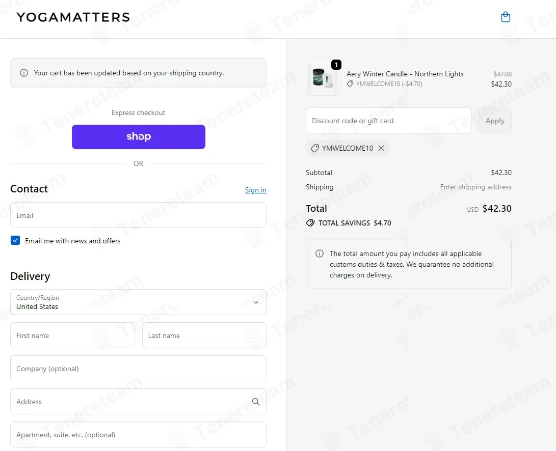 Yogamatters coupon code: 10% off with YMWELCOME10. Tested and valid as 5 months ago.